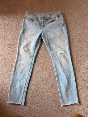 Zadig & Voltaire David crop destrLight Blue Skinny Jeans with Subtle Distressing